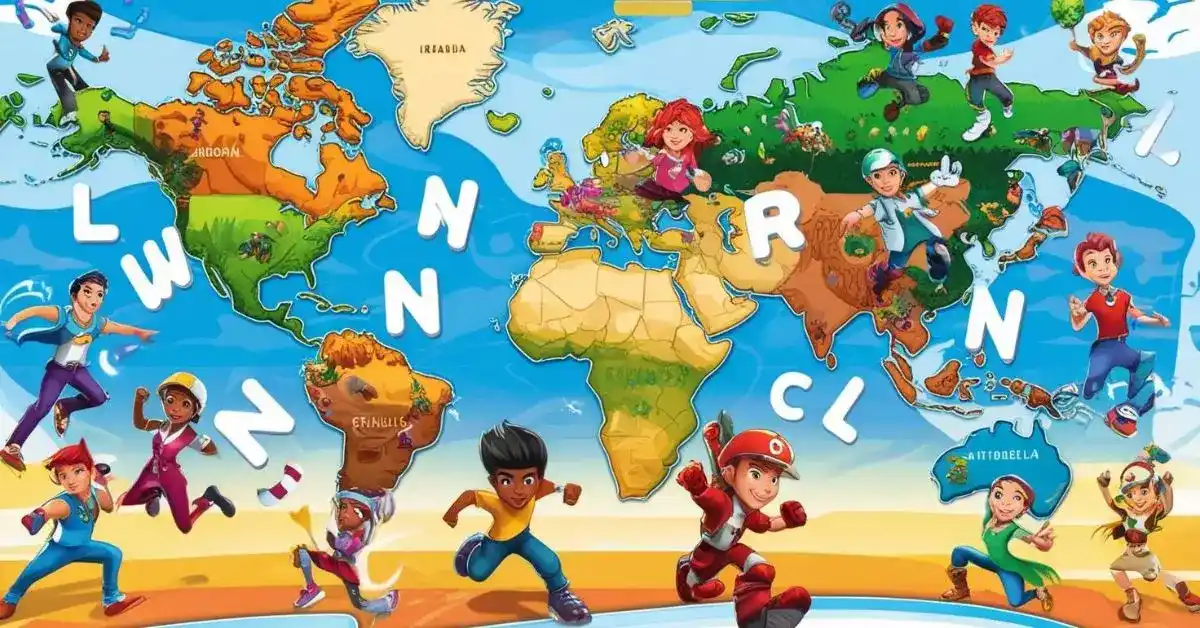 Imagem destacada. Esta imagem capturaria o tema da "Aventura Interativa" sendo visualmente envolvente, simbolizando a jornada de aprendizado de idiomas através de jogos.