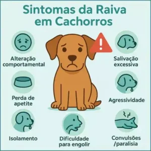 Infográfico 7 sintomas do cachorro com raiva.